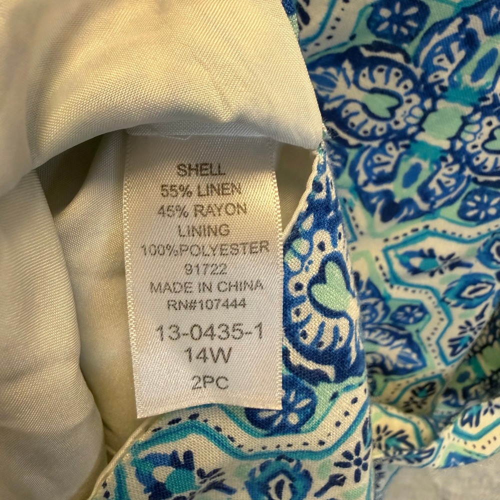 Jessica London Quiet Luxury Coastal Grandma Linen Blend Tie Waist Tunic Top 14W - Picture 8 of 10